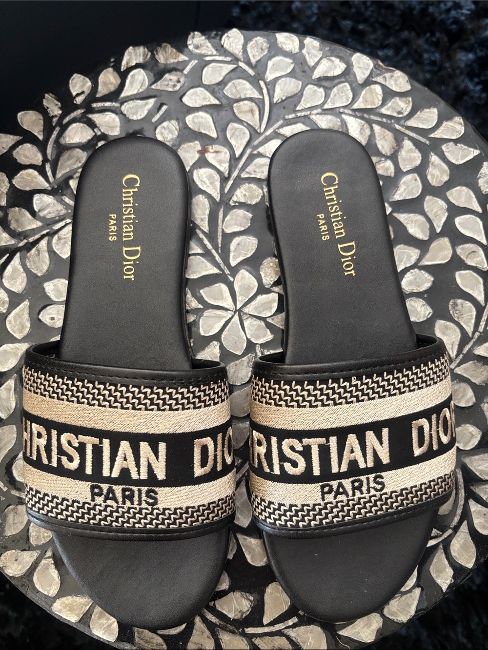 Dior Black and Beige Mules
